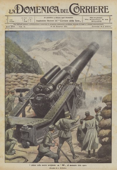 The Giants of Our Artillery, a 305 at the Moment of Firing by Achille Beltrame