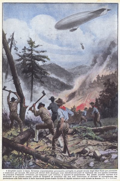 Airships Against Fire by Achille Beltrame