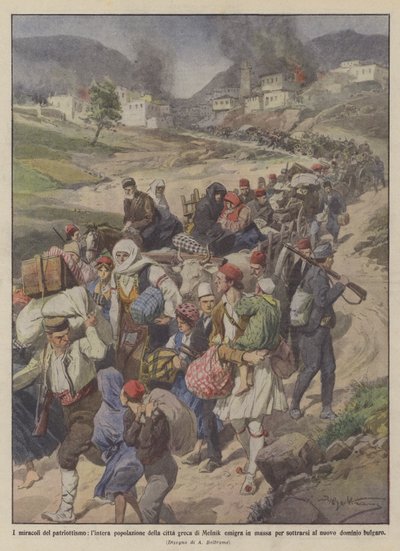 The Miracles of Patriotism, the Entire Population of the Greek City of Melnik Emigrates En Masse by Achille Beltrame