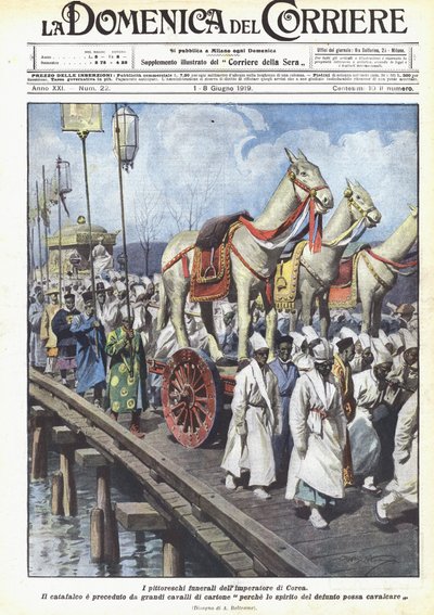 The Picturesque Funeral of the Emperor of Korea by Achille Beltrame
