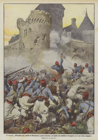 The Turcos Assaulting the Castle of Mondement, Near Epernay, Where It Was Established by Achille Beltrame