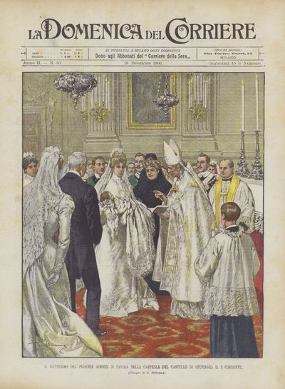 The Baptism of Prince Aimone of Savoy in the Chapel of the Stupinigi Castle, on the 3rd by Achille Beltrame