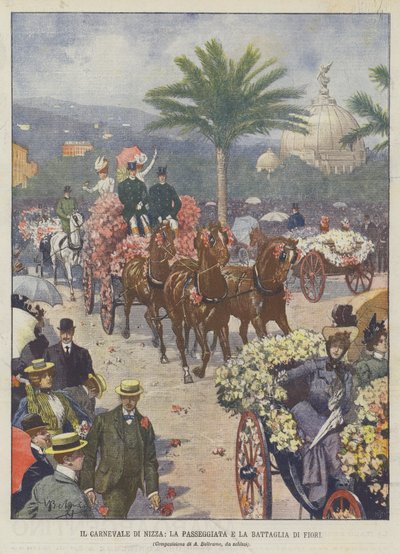 The Carnival of Nice, The Walk and the Battle of Flowers by Achille Beltrame
