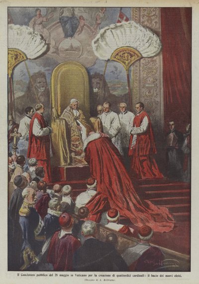 The Public Consistory of May 28 in the Vatican for the Creation of Fourteen Cardinals by Achille Beltrame
