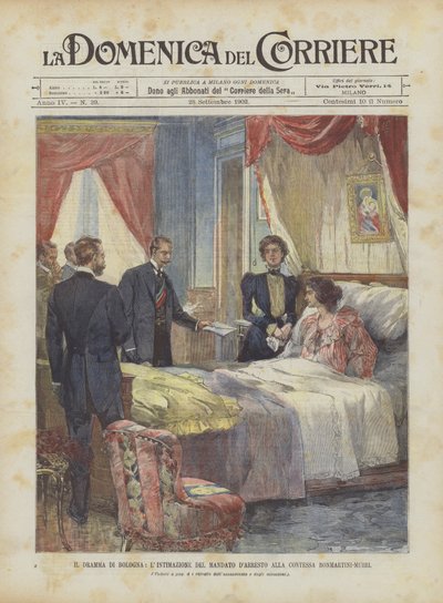 The Drama of Bologna, The Notification of the Arrest Warrant to Countess Bonmartini-Murri by Achille Beltrame