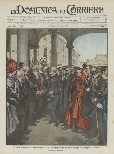 The Duke of Genoa, representing the King, at the inauguration of the new Veggion hotel in Milan by Achille Beltrame