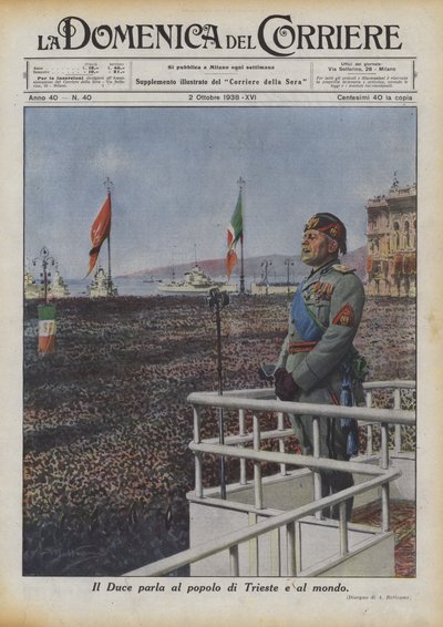 The Duce Speaks to the People of Trieste and the World by Achille Beltrame