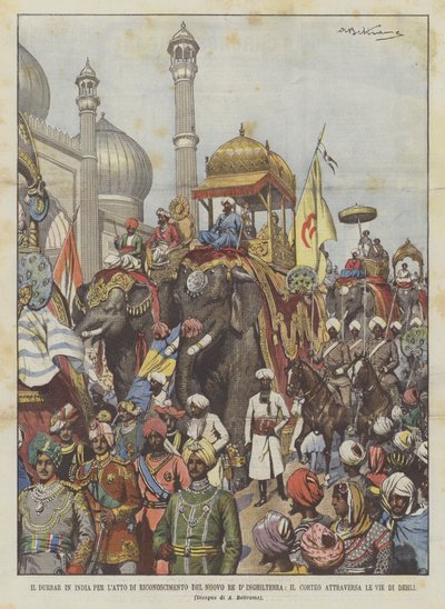 The Durbar in India for the Recognition of the New King of England, The Procession Through the Streets of Delhi by Achille Beltrame