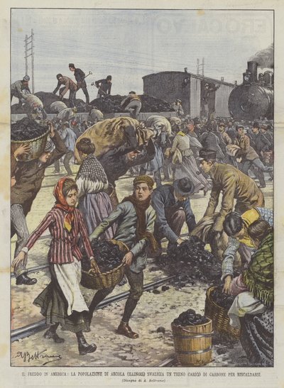The Cold in America, The Population of Arcola (Illinois) Loots a Coal Train to Warm Up by Achille Beltrame