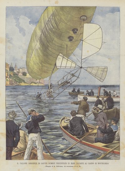 The Airship of Santos Dumont Crashed into the Sea in Front of the Monte Carlo Casino by Achille Beltrame