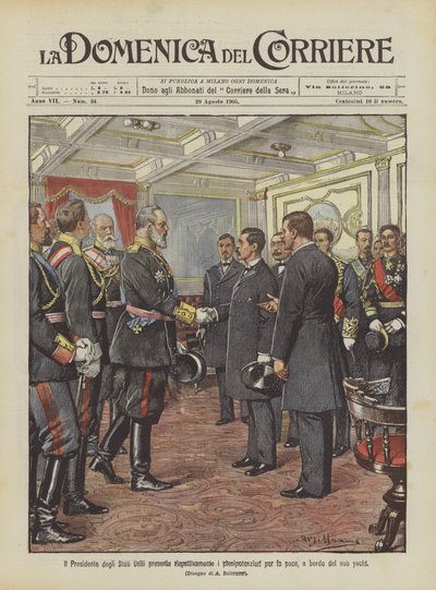 The President of the United States Presents the Peace Plenipotentiaries Respectively on Board His Yacht by Achille Beltrame