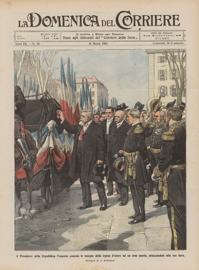 The President of the French Republic Awards the Legion of Honor to a Deceased Hero by Achille Beltrame
