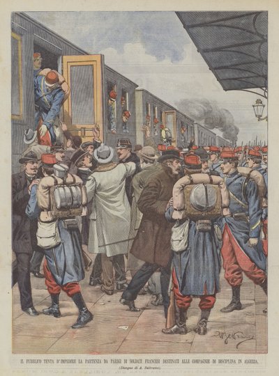 The Public Tries to Prevent the Departure from Paris of French Soldiers Destined for the Companies ? by Achille Beltrame