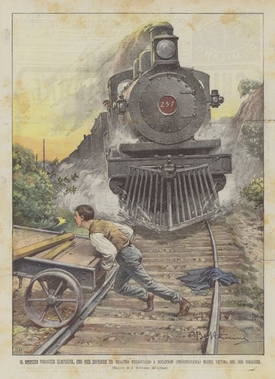 The Veronese Boy Zamperini, Who Prevented a Railway Disaster at Ducannon by Achille Beltrame