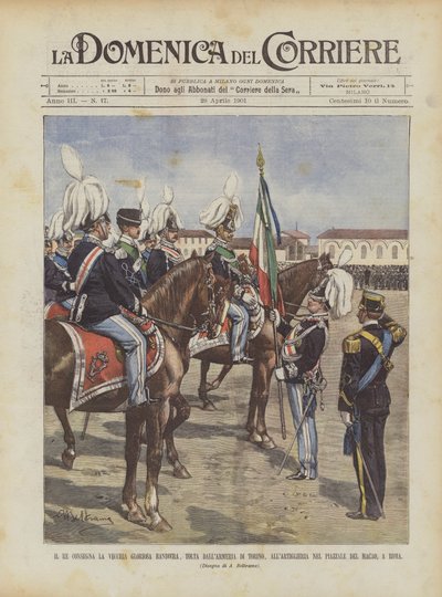The King Hands Over the Old Glorious Flag, Taken from the Armory of Turin, to the Artillery by Achille Beltrame