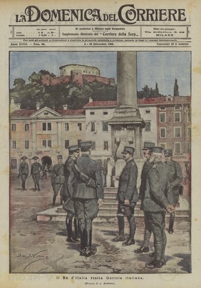 The King of Italy visits Italian Gorizia by Achille Beltrame