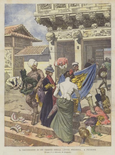 The Looting of a Temple in the Forbidden City in Beijing by Achille Beltrame