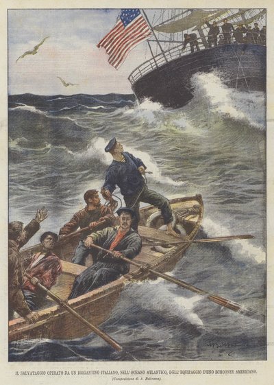 The Rescue by an Italian Brigantine in the Atlantic Ocean, of the Crew of an American Schooner by Achille Beltrame