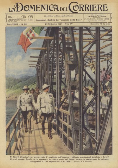 Viceroy Graziani is traveling through the Empire, visiting populations, locations by Achille Beltrame