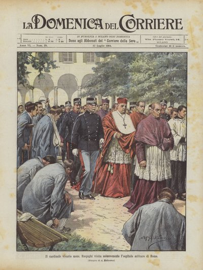 Cardinal Vicar Mons. Respighi Solemnly Visits the Military Hospital in Rome by Achille Beltrame