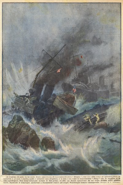 The Drama of Seven Units of the American Fleet by Achille Beltrame
