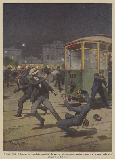 The ferocious crime of Genoa, two Marseilles apaches who kill four people out of malice by Achille Beltrame