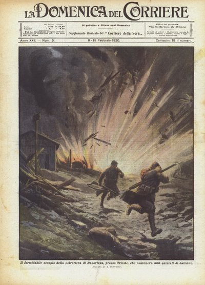 The Formidable Explosion of the Basovizza Powder Magazine, Near Trieste, Containing 900 Quintals of Ballistite by Achille Beltrame