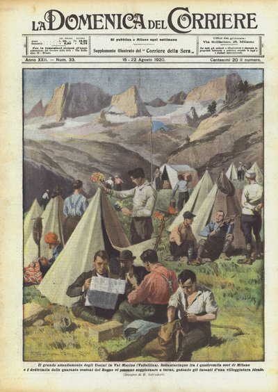 The Great Camp of the Uoeini in Val Masino (Valtellina) by Achille Beltrame