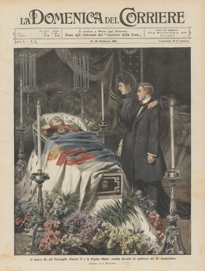 The New King of Portugal Manuel II and Queen Mother Amelia Before the Body of the Assassinated King by Achille Beltrame