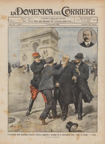 The President of the French Republic, Fallieres, Attacked and Beaten by a Nationalist by Achille Beltrame