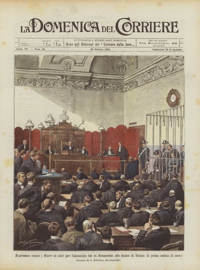 The Trial Against the Murri and Others for the Murder of Boumartini, at the Assizes of Turin by Achille Beltrame