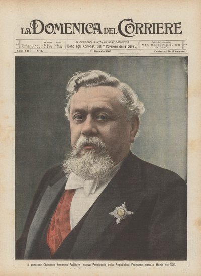 Senator Clemente Armando Fallieres, New President of the French Republic, Born in Mezin in 1841 by Achille Beltrame