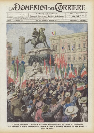 The Solemn Oath of Thousands of Milanese in Piazza del Duomo, September 20 by Achille Beltrame