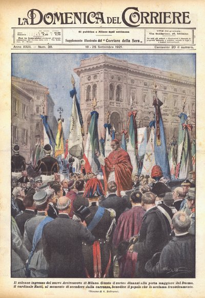 The Solemn Entrance of the New Archbishop of Milan by Achille Beltrame
