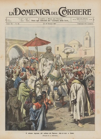 The Solemn Entrance of the Sultan of Morocco Abd-el-Aziz in Rabat by Achille Beltrame