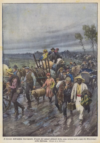 The Terror of the Overwhelming Wave by Achille Beltrame