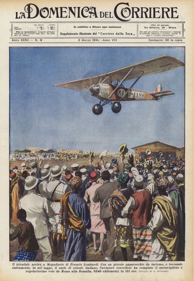 The triumphant arrival in Mogadishu of Francis Lombardi by Achille Beltrame