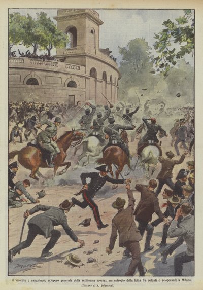 The Violent and Bloody General Strike Last Week, an Episode of the Struggle Between by Achille Beltrame