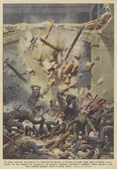 During a Hearing in the Palace of Justice in Bastia, Corsica, the Ceiling of the Hall Collapsed by Achille Beltrame