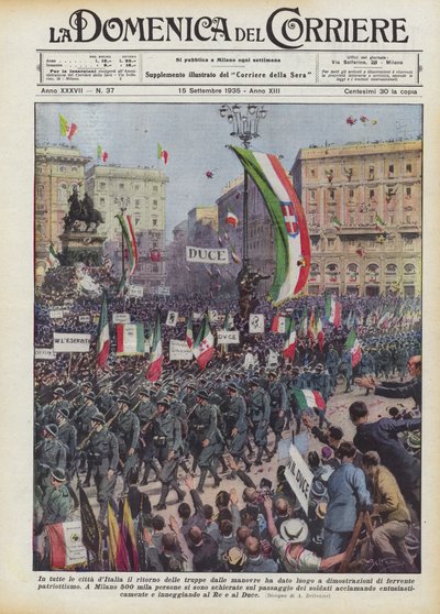 In All Cities of Italy, the Return of Troops from Maneuvers Led to Demonstrations by Achille Beltrame