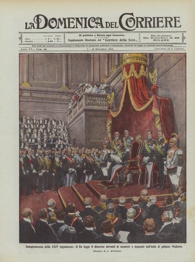 Inauguration of the 24th Legislature, the King Reads the Speech Before Senators and Deputies by Achille Beltrame
