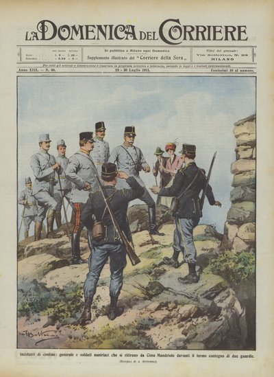 Border Incidents: General and Austrian Soldiers Retreat from Cima Mandriolo by Achille Beltrame