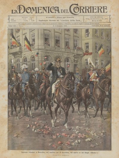 Triumphal Entry into Brussels on the Morning of December 23rd of the New King of Belgium Albert I by Achille Beltrame