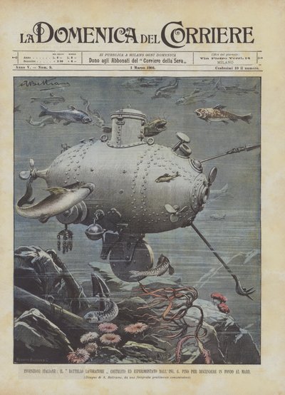 Italian Inventions, The Worker Boat Built and Tested by Engineer G. Pino by Achille Beltrame