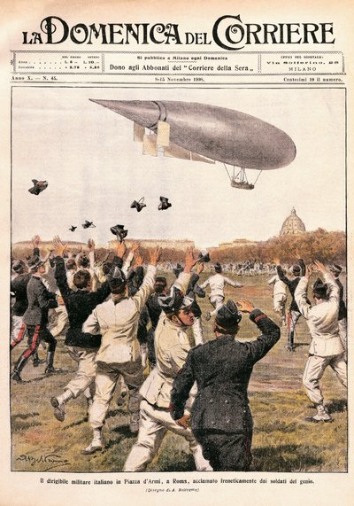 Flight of Airship Piloted by Crocco and Ricaldoni by Achille Beltrame