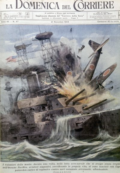 Japanese suicide bombers exploding on enemy ships - in 