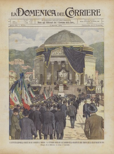 The Anniversary of the Death of King Umberto in Turin, The Popular Function Outdoors on the Steps by Achille Beltrame