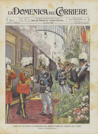 The Arrival of King Edward VII of England at the Rome Station on the Afternoon of April 27 by Achille Beltrame