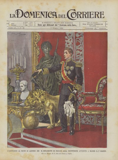 The Ascension to the Throne of Alfonso XIII, The Oath of Allegiance to the Constitution in Madrid on May 17th by Achille Beltrame