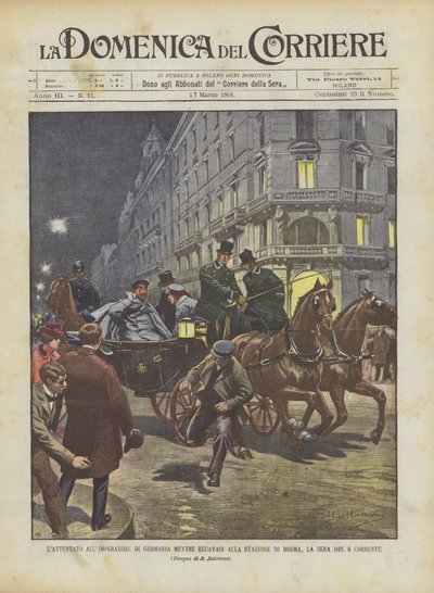 The Attempt on the German Emperor While He Was Heading to the Bremen Station, Evening of the 6th by Achille Beltrame